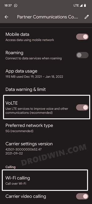 enable volte vowifi on pixel 6
