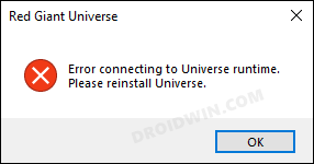 Error Connecting to Universe Runtime in Adobe Premiere Pro