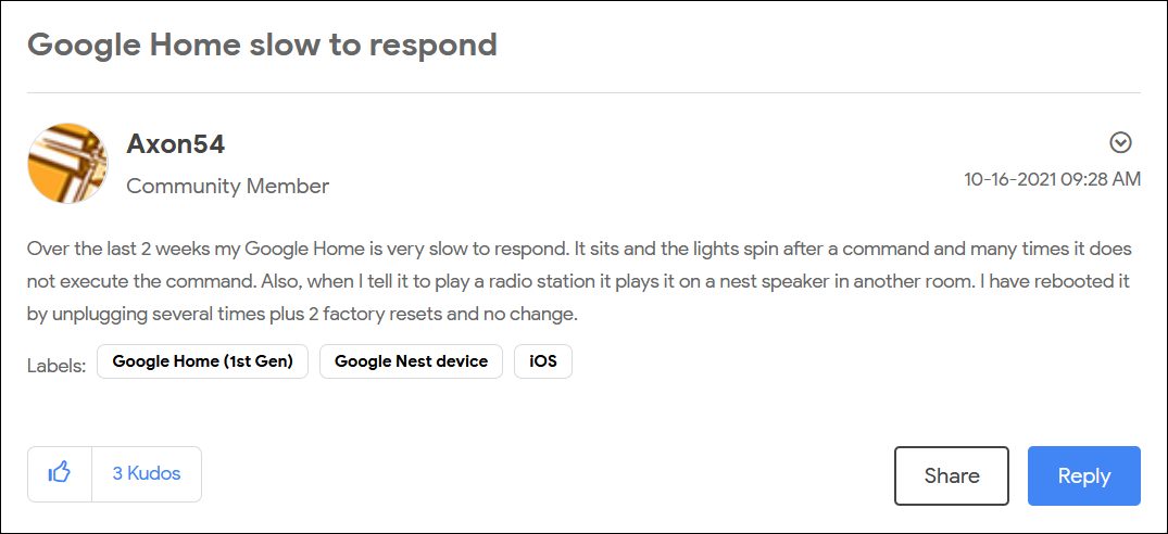Google Home Slow to Respond