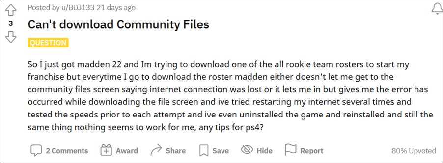 Madden 22 Community File Download Error