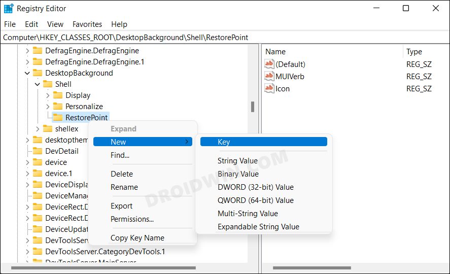 Add Create Restore Point in Windows 11 Right-Click menu