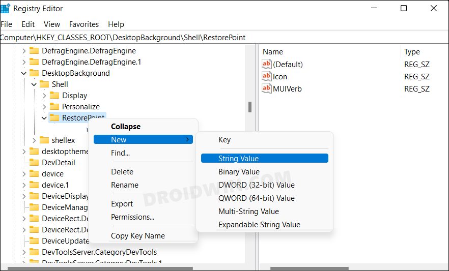 Add Create Restore Point in Windows 11 Right-Click menu