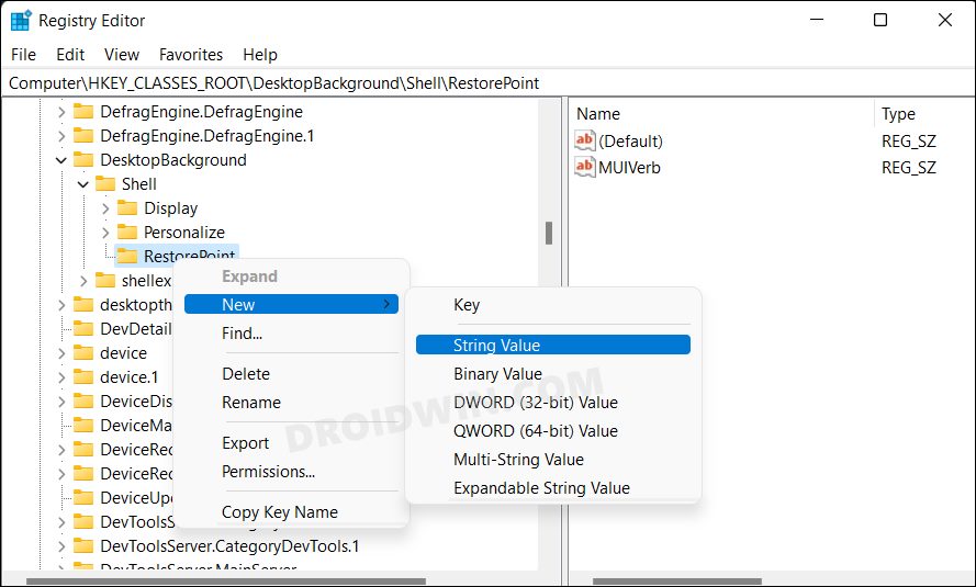 Add  Create Restore Point  in Windows 11 Right Click menu   DroidWin - 84