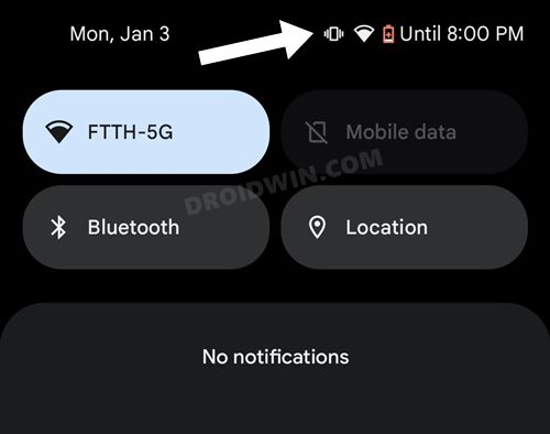 Vibrate Mode Icon Missing in Status Bar in Pixel Android 12