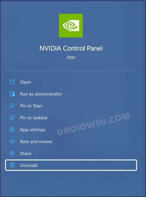 nvidia control panel not opening windows 120