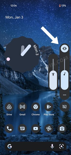 Vibrate Mode Icon Missing in Status Bar in Pixel Android 12