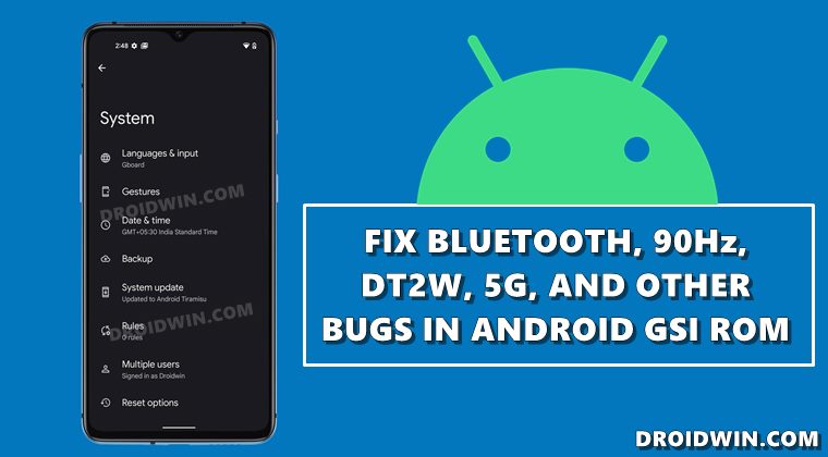 Fix 5G Bluetooth 90Hz Display DT2W not working in GSI ROM
