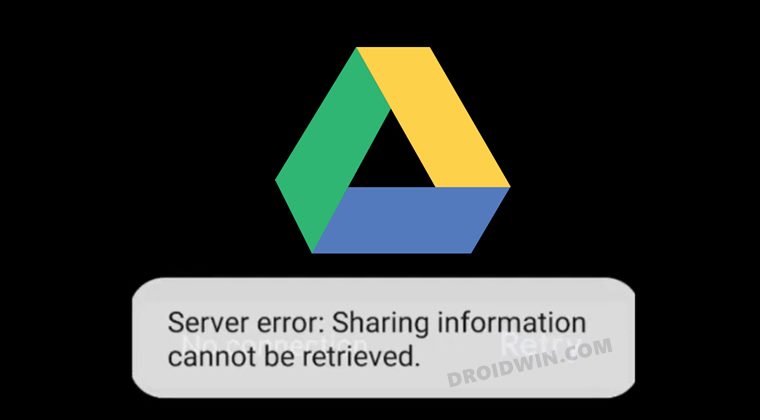 Google Drive Server error Sharing information cannot be retrieved
