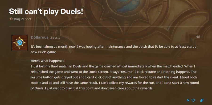 Hearthstone Duels not working