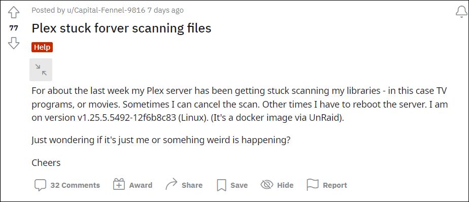Plex Server Stuck at Scanning Libraries