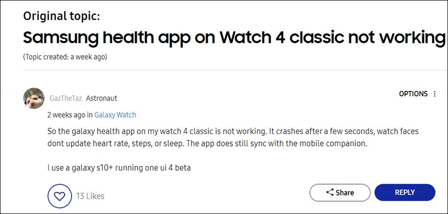 Samsung Health app not working on Galaxy Watch 4