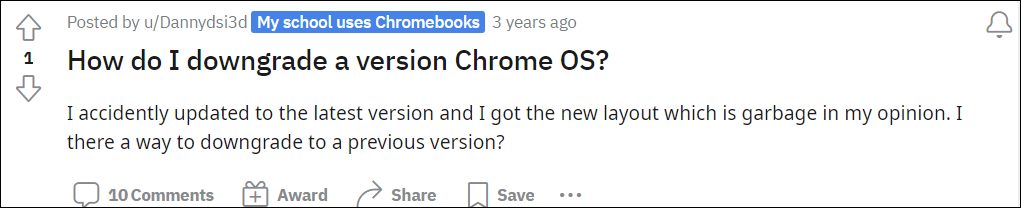 downgrade chromebook chrome os