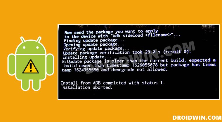 ADB Sideload Status 1 Update package is older