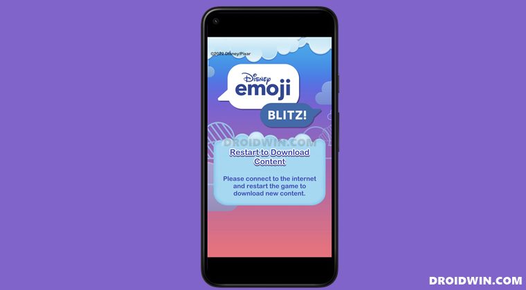 Disney Emoji Blitz Restart to download content error