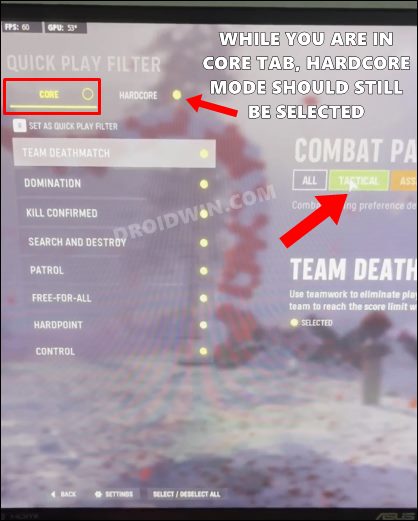 Cannot Change Combat Pacing in Hardcore Mode in COD Vanguard