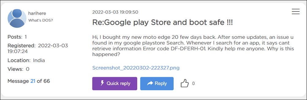 Google Play Store error DF-DFERH-01
