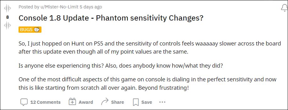 Hunt Showdown Controller Sensitivity Issue
