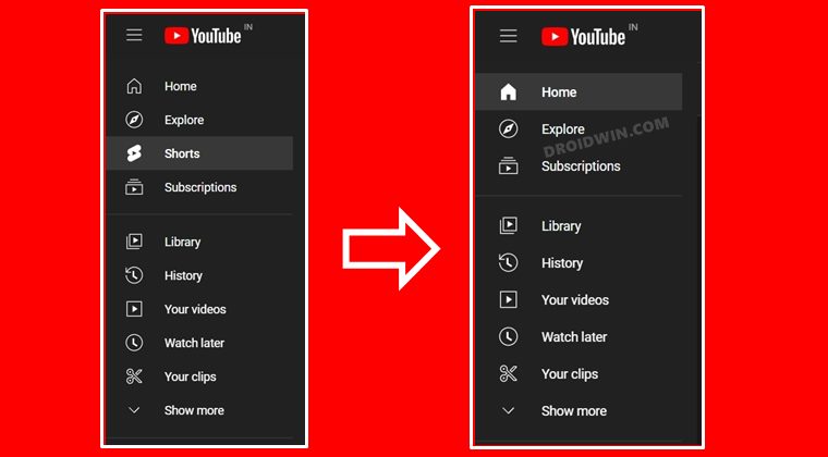 Remove Shorts from YouTube Website