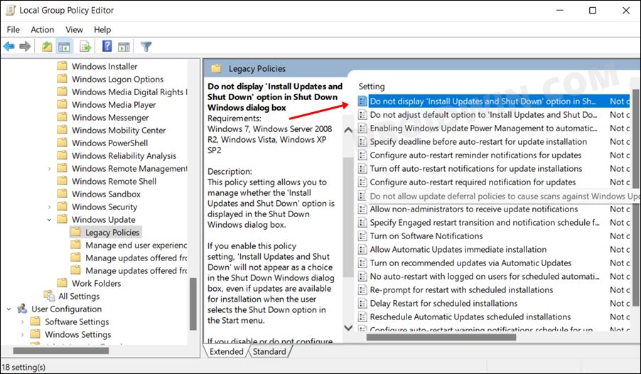Remove Update and Shutdown Option from Windows 11 Power Menu - 58