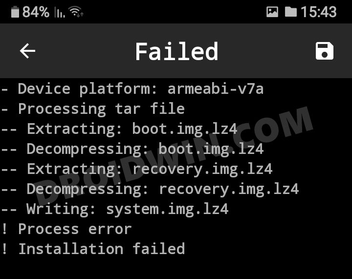 magisk process error installation failed