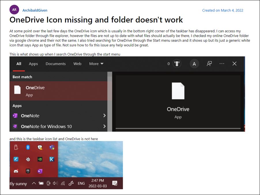 OneDrive Icon Missing in Windows 11