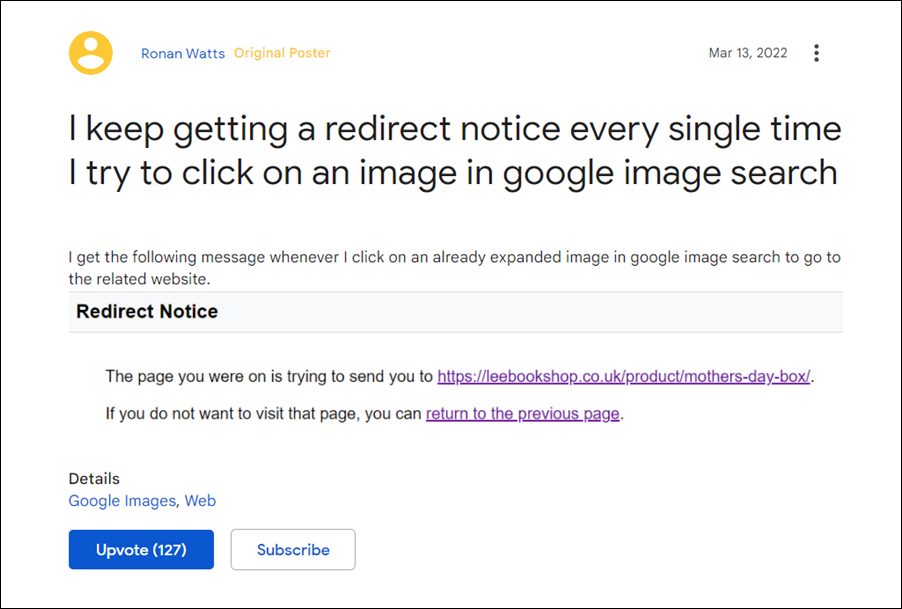 redirect notice google image search