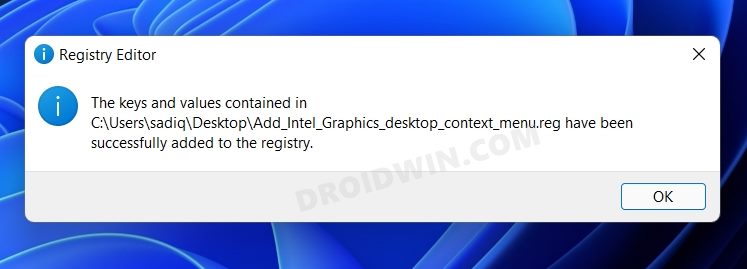 Add Intel Graphics Settings to Windows 11 Right Click Menu