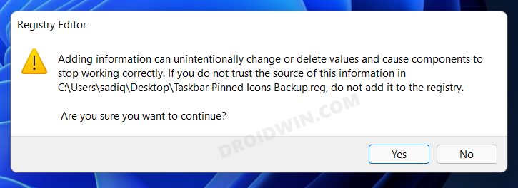 Backup Pinned Taskbar Items in Windows 11