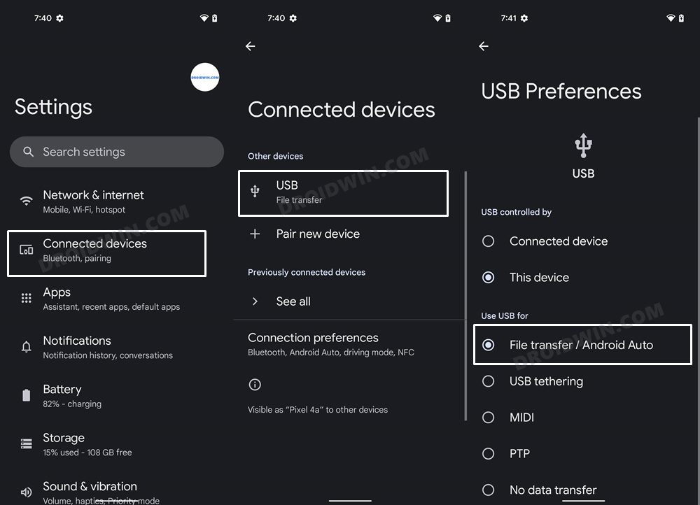 Set File Transfer as the Default USB Connection in Android