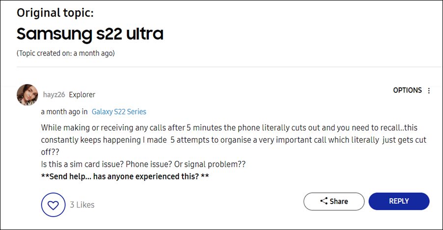 Call Dropping Galaxy S22 Ultra