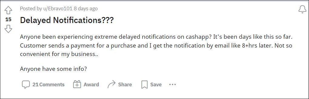 Cash App notifications delayed