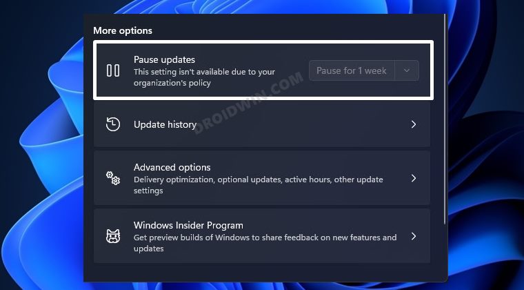 Pause Updates Option Greyed Out In Windows 11