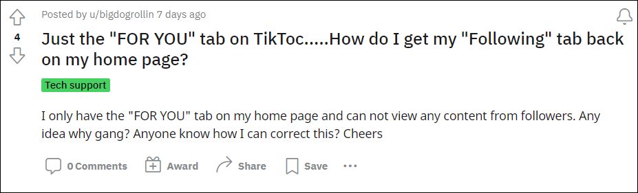 TikTok Following Page Missing