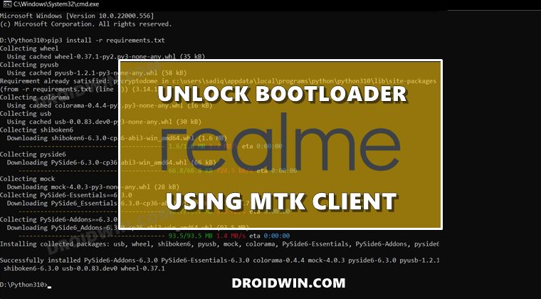 Unlock Realme Bootloader using MTK Client