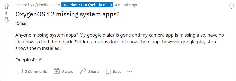 Missing System Apps OnePlus OxygenOS 12