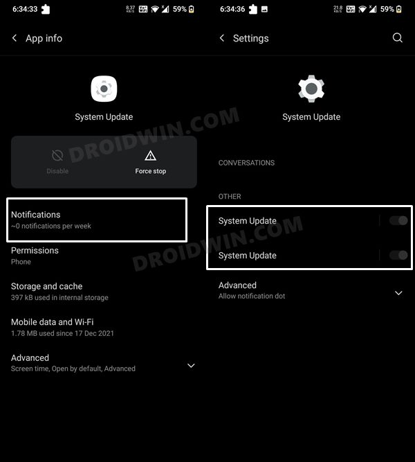 Disable Remove System Software Update Notification in OnePlus - 52