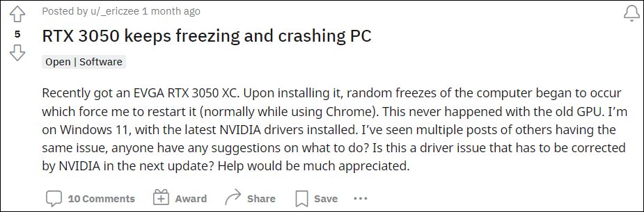 Nvidia RTX 3050 GPU Drivers Crashing PC