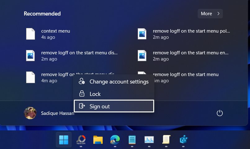 Add Sign Out in Windows Power Menu