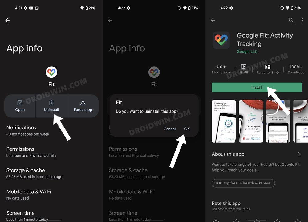 Google Fit Couldn’t load apps or devices