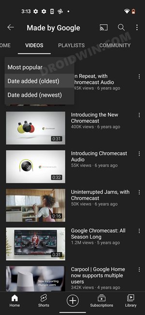 Sort By Date Added Oldest YouTube