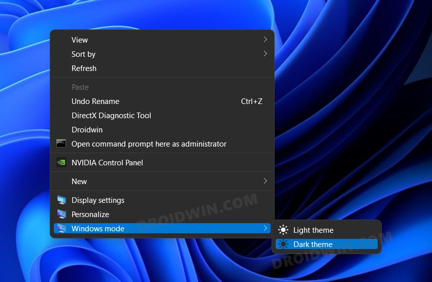Add Dark Light Mode option in Windows 11 Right Click Menu   DroidWin - 39