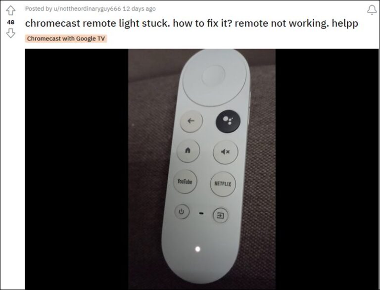 google chromecast remote pulsing white light