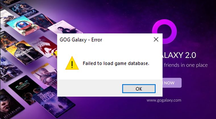 GOG Galaxy Failed to Load Game Database Error
