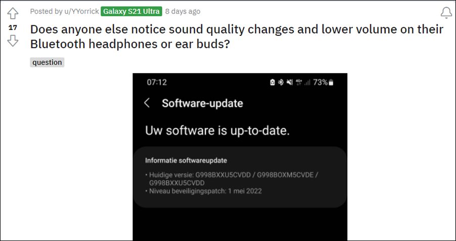 Galaxy S21 Bluetooth Headphone Volume issue