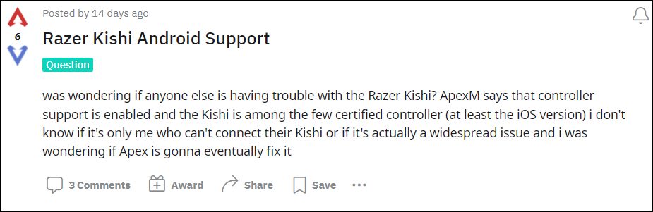 RazerKishiコントローラーがAndroidのApexLegendsMobileで動作しない