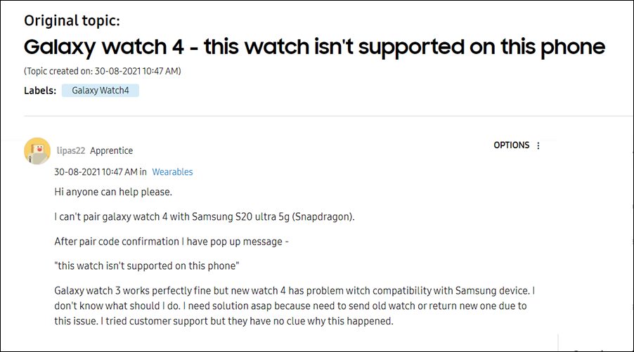 galaxy watch 4 This watch isn't supported on this phone
