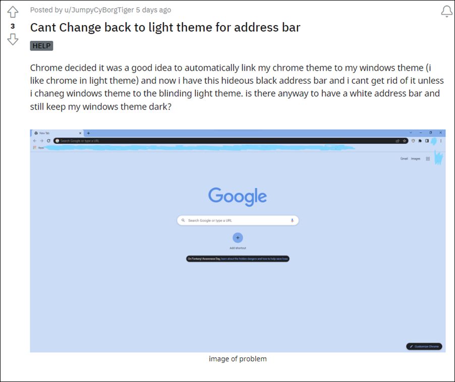 Chrome White Search Bar on Black Theme