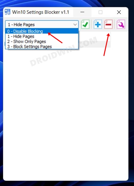 Hide Settings menu Windows