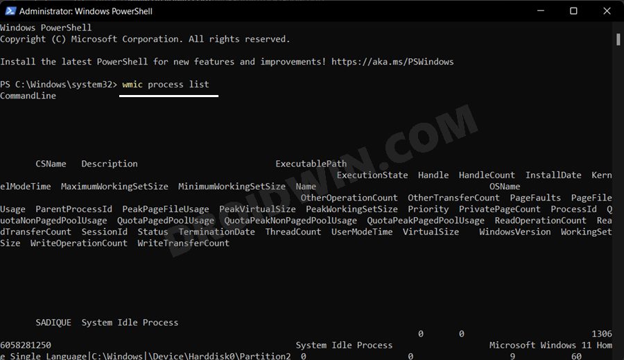 Find All Running Processes using Powershell in Windows 11