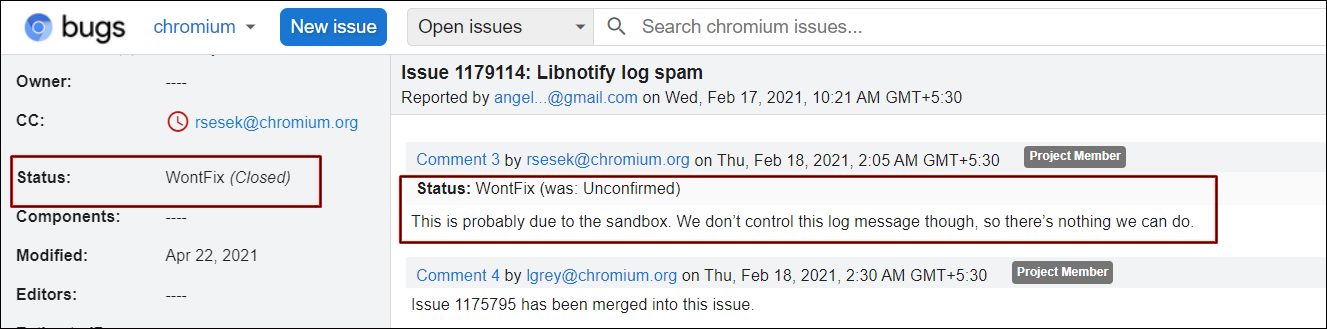 Chrome Helper  Libnotify  registration failed with code 9 on line 2835   Fix  - 96